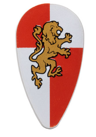 Shield Oval with Gold Lion on Red and White Quarters Background Pattern, 2586px19 Part LEGO®