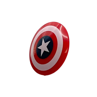 Minifigure, Captain America Shield Circular/Round with White Ring and Star in Dark Blue Circle Pattern, Part# 75902pb01 Part LEGO® Red Very Good