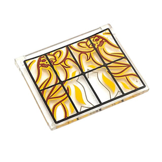 Glass for Window 1x4x3 - Opening with Black Bars and Flaming Skulls Pattern (Sticker), Part# 60603pb002