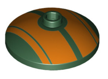 Dish 3x3 Inverted with Orange Stripes Pattern, Part# 43898pb005 Part LEGO® Dark Green  