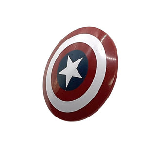 Minifigure, Captain America Shield Circular/Round with White Ring and Star in Dark Blue Circle Pattern, Part# 75902pb01 Part LEGO® Dark Red Very Good