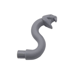 Snake Head with Open Mouth, Fangs and Curved Neck with Bar, Part# 28588 Part LEGO® Dark Bluish Gray