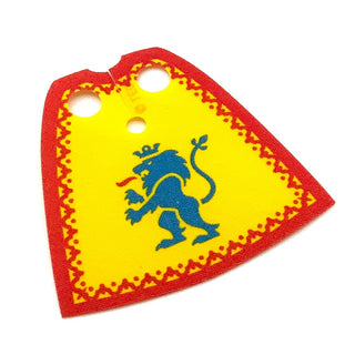 Minifigure Cape Cloth, Standard Starched Fabric 3.9cm Height with Red Border and Blue Lion Pattern, Part# 522cpb04 Part LEGO®   