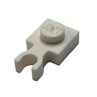 Plate, Modified 1x1 with U Clip Thin (Vertical Clip), Part# 4085b Part LEGO® White  