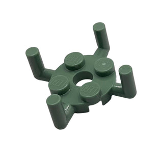 Plate, Round 2x2 with Pin Hole and 4 Bar Arms Up, Part# 98284 Part LEGO® Sand Green