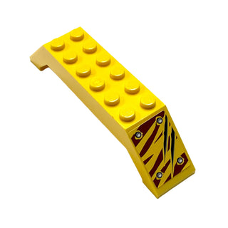 Slope 45 10x2x2 Double with 4 Rivets and 2 Claw Marks (Left Side) Sticker, Part# 30180pb09L Part LEGO® Yellow  