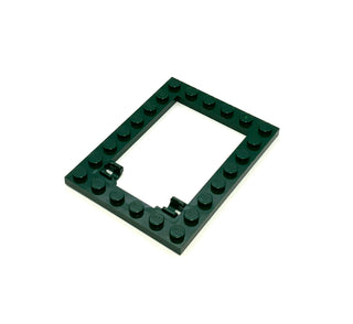 Plate Modified 6x8 Trap Door Frame Horizontal (Long Pin Holders), Part# 92107 Part LEGO® Dark Green  