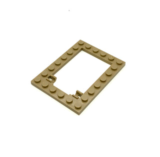 Plate Modified 6x8 Trap Door Frame Horizontal (Long Pin Holders), Part# 92107 Part LEGO® Dark Tan  