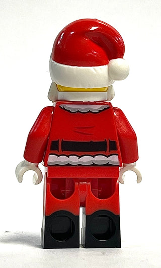 Santa - Red Fur Lined Jacket with Button and Plain Back, Red Legs with Black Boots, White Bushy Moustache and Beard,hol253 Minifigure LEGO®   