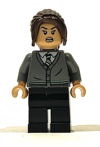 Pansy Parkinson - Dark Bluish Gray Slytherin Cardigan Sweater without Crest, Black Legs, hp400 Minifigure LEGO®   