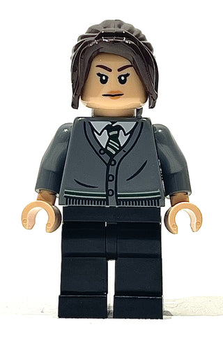 Pansy Parkinson - Dark Bluish Gray Slytherin Cardigan Sweater without Crest, Black Legs, hp400 Minifigure LEGO®   