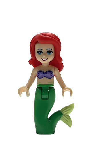 Ariel, Mermaid (Light Nougat) - Medium Lavender Shell Bra Top, Bright Green Tail, Medium Azure Eyes, dp001 Minifigure LEGO®   