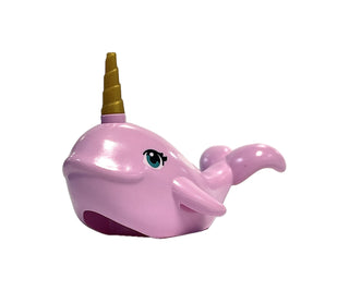 Whale with Dark Turquoise Eyes Pattern with Pearl Gold Horn (Narwhal),  49518c01pb01 LEGO® Animals LEGO®   