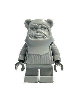 Prototype Wicket (Ewok) Hood Light Bluish Gray with Dark Bluish Gray Hands Monochrome Minifigure Minifigure LEGO®   