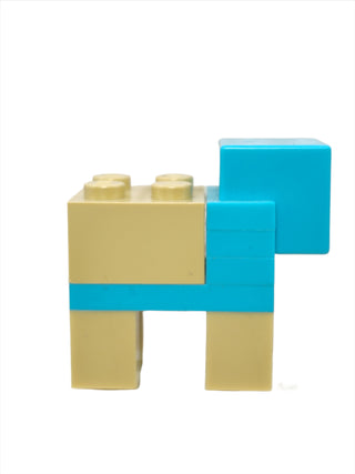 Minecraft Sheep Sheared, minesheep02 LEGO® Animals LEGO® Medium Azure with 2x2 Tan Brick  