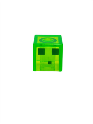 Minecraft Slime Modified Cube with Pixelated Dark Green Eyes and Mouth, 19729pb021 Minifigure LEGO®   