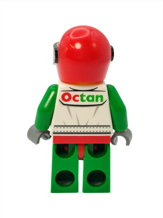 Race Car Driver - White Racing Suit with Octan Logo and Crooked Smile with Brown Dimple, cty0389a Minifigure LEGO®   