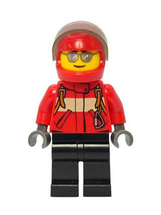 City Pilot Male - Red Fire Suit with Carabiner, cty0678 Minifigure LEGO®   