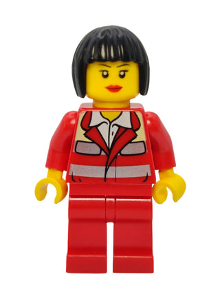 Paramedic Female - Red Uniform with Black Bob Cut Hair, cty0271 Minifigure LEGO®   