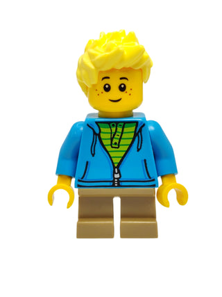 Boy - Dark Azure Hoodie with Green Striped Shirt, cty0657 Minifigure LEGO®   