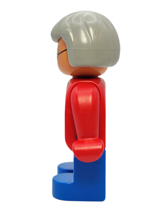 Duplo Figure Female - Red Jacket with Light Gray Hair, 4555pb015 Minifigure LEGO®   