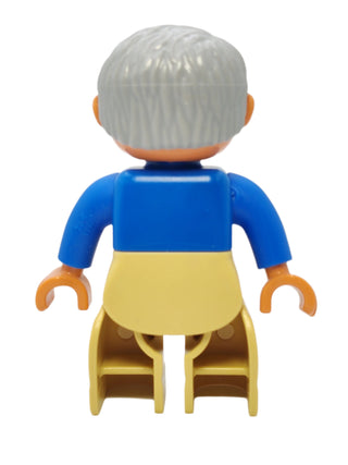 Duplo Figure Male - Blue Top with White Overalls Bib, 47394pb011a Minifigure LEGO®   