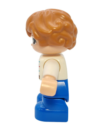 Duplo Figure Boy - White Checkered Shirt with Belt, 47205pb062 Minifigure LEGO®   