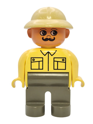 Duplo Figure Male - Tan Top with Pith Helmet, 4555pb073 Minifigure LEGO®   