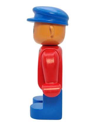 Duplo Figure Male - Red Top with Blue Overalls and Turned Up Nose, 4555pb027 Minifigure LEGO®   