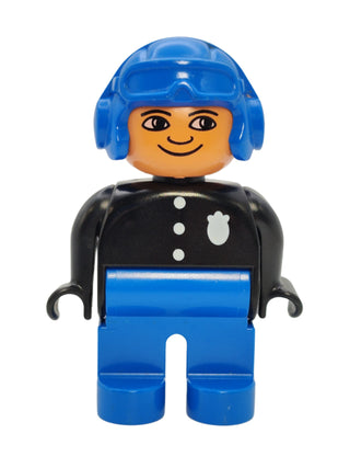 Duplo Figure Police - Black Top with 3 Buttons and Badge, 4555pb062 Minifigure LEGO®   