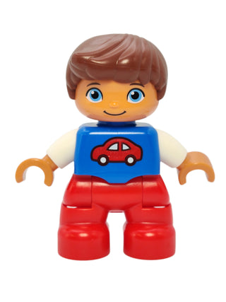 Duplo Figure Child - Blue Top with Red Car Pattern, 47205pb031 Minifigure LEGO®   