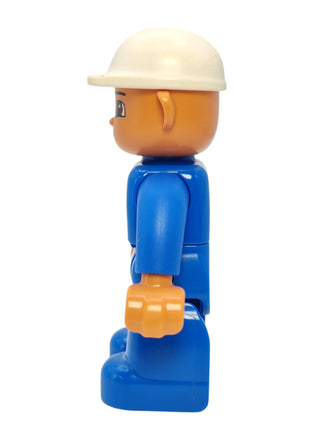 Duplo Figure Male - Blue Top with Pockets and White Construction Helmet, 47394pb105 Minifigure LEGO®   