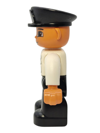 Duplo Figure Pilot - White Top with Airplane Logo and Black Tie, 47394pb120 Minifigure LEGO®   