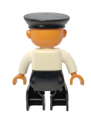 Duplo Figure Pilot - White Top with Airplane Logo and Black Tie, 47394pb120 Minifigure LEGO®   