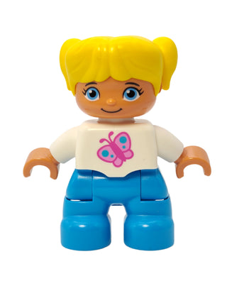 Duplo Figure Child - White Top with Pink Butterfly, 47205pb037 Minifigure LEGO®   