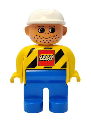 Duplo Figure Male - Yellow Top with Lego Logo and Construction Hat, 4555pb038 Minifigure LEGO®   