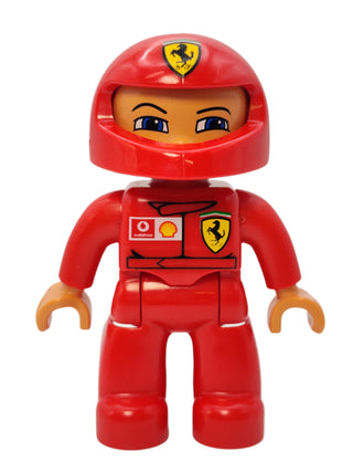 Duplo Figure Male - Red Top with Ferrari / Shell / Vodafone Pattern, 47394pb009 Minifigure LEGO®   