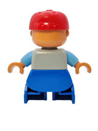 Duplo Figure Boy - Light Bluish Gray Top with Number 8 and Freckles, 47205pb026 Minifigure LEGO®   