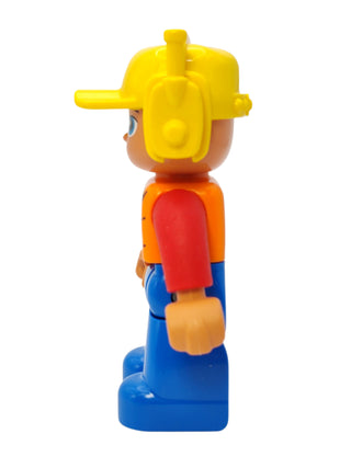 Duplo Figure Male - Orange Vest and Yellow Cap with Headset, 47394pb231a Minifigure LEGO®   