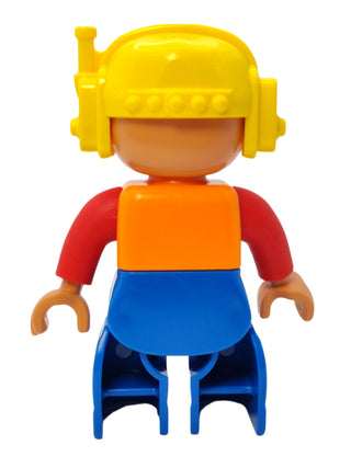 Duplo Figure Male - Orange Vest and Yellow Cap with Headset, 47394pb231a Minifigure LEGO®   