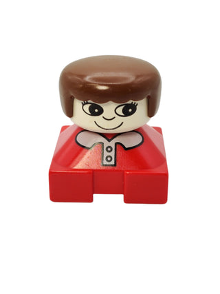 Duplo Figure White Collar and Pink Buttons with Female Hair, 2327pb14 Minifigure LEGO®   