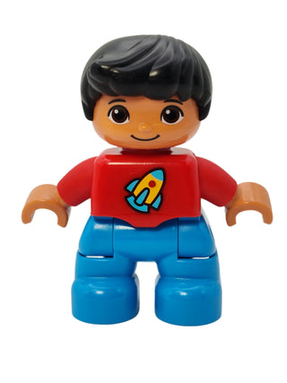 Duplo Figure Boy - Red Top with Space Rocket Ship, 47205pb038 Minifigure LEGO®   