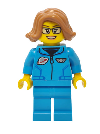 Space Scientist - Dark Azure Jumpsuit with Glasses and Open Mouth Smile, twn479 Minifigure LEGO®   