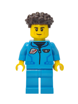 Lunar Research Astronaut - Dark Azure Jumpsuit and Dark Brown Coiled Hair, cty1421 Minifigure LEGO®   