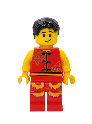 Lion Dance Man - Red Shirt and Red Legs with Gold Fringe, hol178 Minifigure LEGO®   