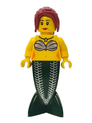 Mermaid - Dark Red Hair Ponytail Long with Side Bangs, pi139 Minifigure LEGO®