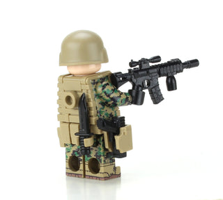 Marine Corps Infantry Woodland MARPAT minifigure, BB41 Custom minifigure Battle Brick   