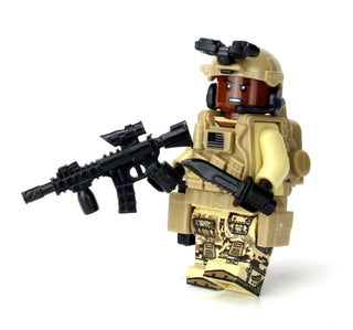 African American Special Forces Soldier Custom Minifigure, BB21 Custom minifigure Battle Brick   