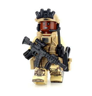 African American Special Forces Soldier Custom Minifigure, BB21 Custom minifigure Battle Brick   