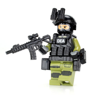 DEA Special Response Team SRT Officer Custom Minifigure, BB60 Custom minifigure Battle Brick   